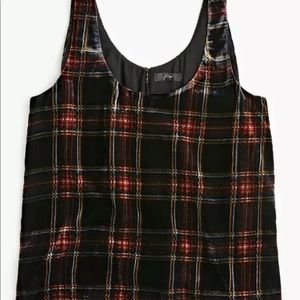 J Crew womens velvet tank top tartan plaid Sz 2